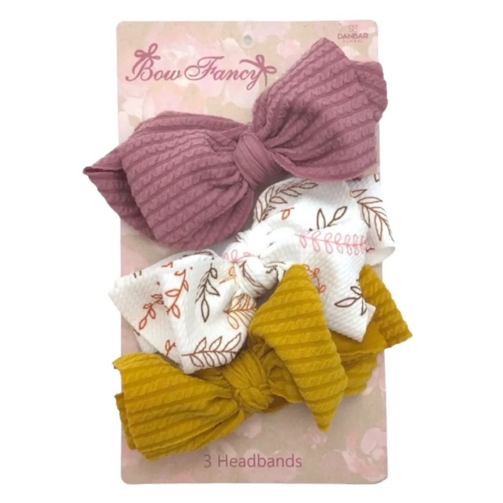 Danbar Global Baby Bow Fancy Set of (3) Knotted Bow Headbands (NWT)